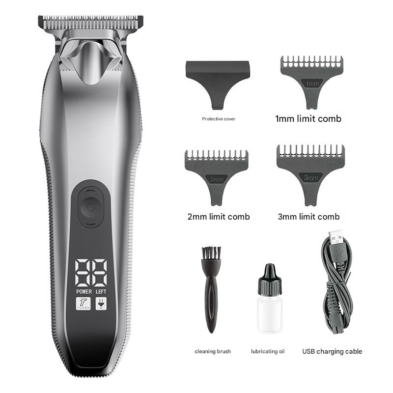 Professional Electric Hair Clipper & Beard Trimmer - USB Rechargeable, LED Display(Silver) V888-ELOSUNG25914