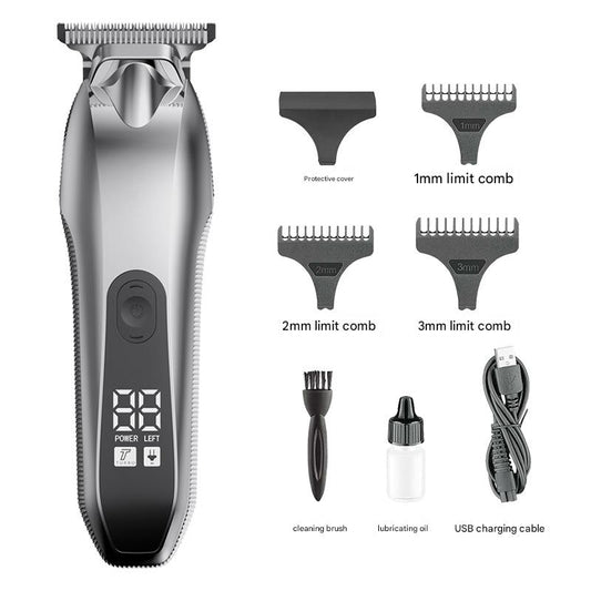 Professional Electric Hair Clipper & Beard Trimmer - USB Rechargeable, LED Display(Silver) V888-ELOSUNG25914