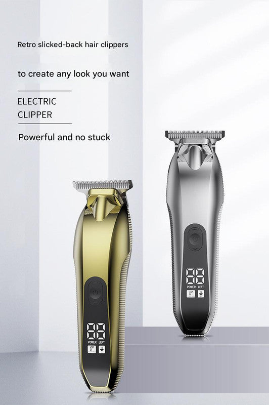 Professional Electric Hair Clipper & Beard Trimmer - USB Rechargeable, LED Display(Silver) V888-ELOSUNG25914