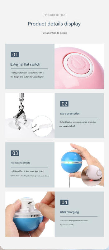 Smart USB Rechargeable Pet Interactive Rolling Ball(White) V888-ELOSUNG25938