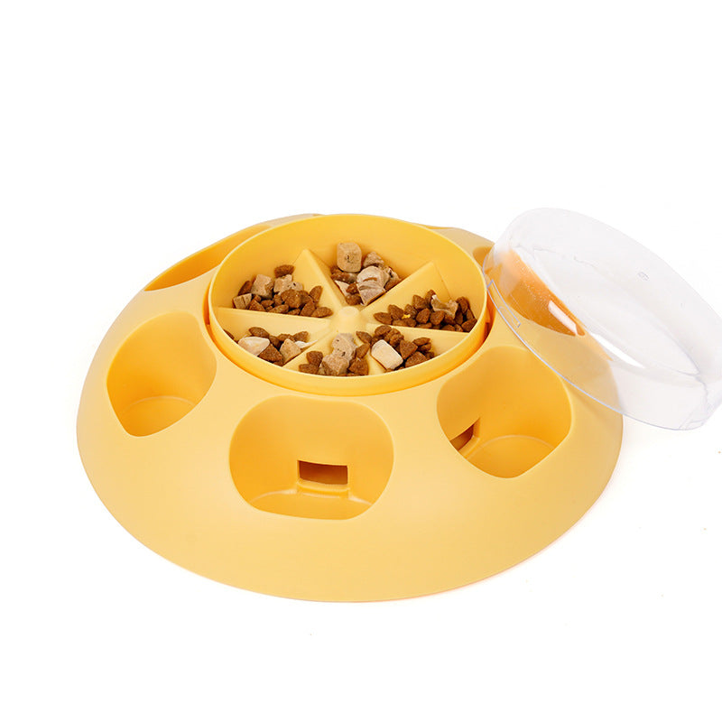 Interactive Pet Slow Feeder & Puzzle Toy - Press to Dispense Food, Improves Digestion(yellow) V888-ELOSUNG25941