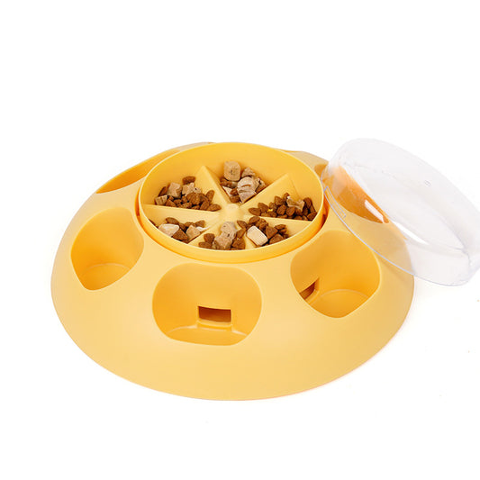 Interactive Pet Slow Feeder & Puzzle Toy - Press to Dispense Food, Improves Digestion(yellow) V888-ELOSUNG25941