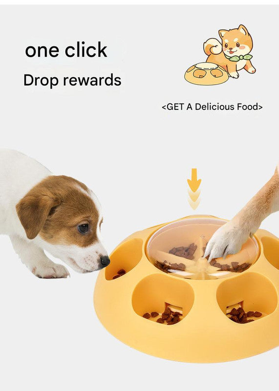Interactive Pet Slow Feeder & Puzzle Toy - Press to Dispense Food, Improves Digestion(yellow) V888-ELOSUNG25941