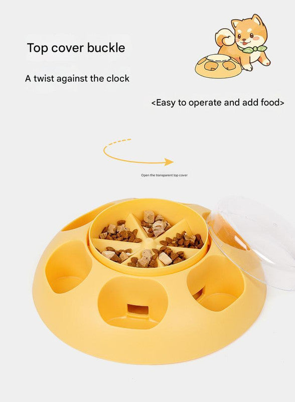 Interactive Pet Slow Feeder & Puzzle Toy - Press to Dispense Food, Improves Digestion(yellow) V888-ELOSUNG25941