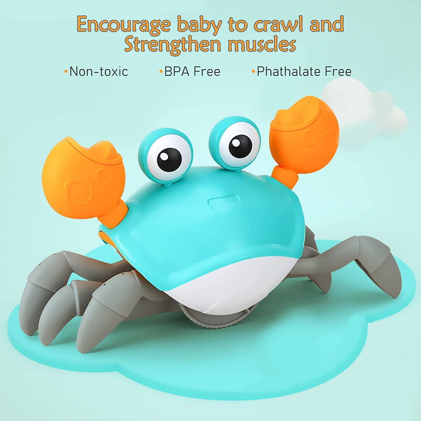 Interactive Crawling Crab Baby Toy with Music, Lights & Obstacle Avoidance(green) V888-ELOSUNG25951