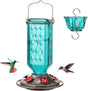 Elegant Hanging Hummingbird Feeder - Decorative Glass Nectar Bottle with Ant Moat, 6 Feeding Ports(Green) V888-ELOSUNG25957