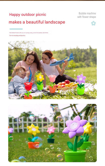 Electric Flower Bubble Machine with Music - Rechargeable, 10-Hole Output(yellow) V888-ELOSUNG25970