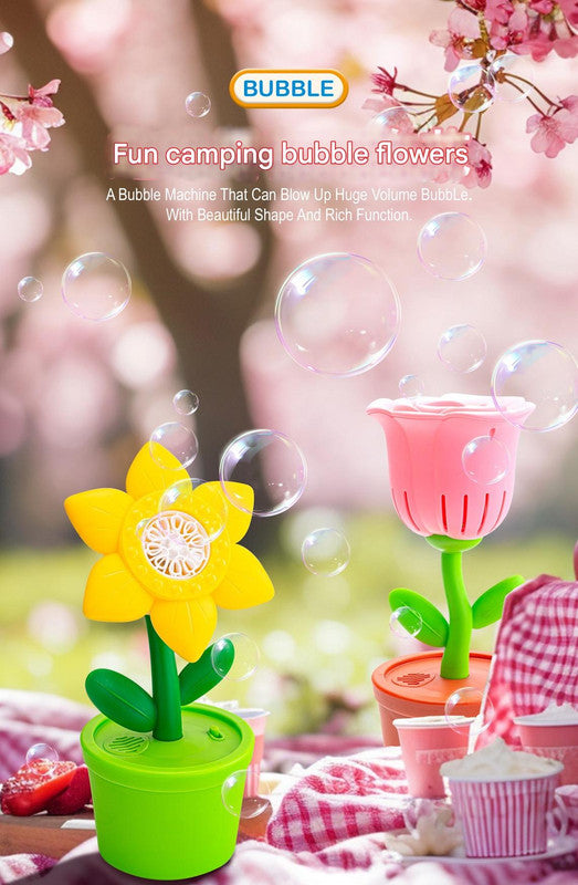Electric Flower Bubble Machine with Music - Rechargeable, 10-Hole Output(Purple) V888-ELOSUNG25971