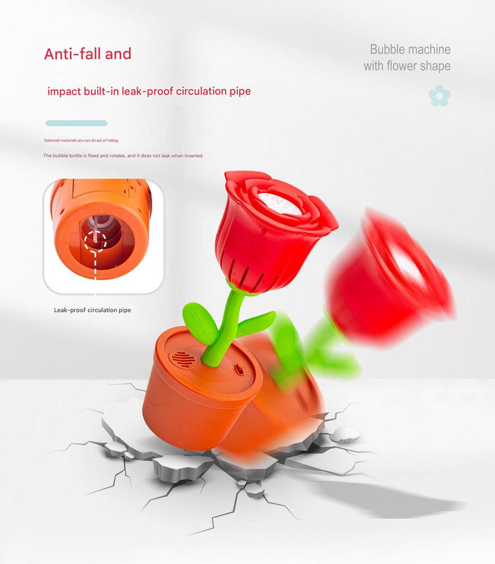 Electric Flower Bubble Machine with Music - Rechargeable, 10-Hole Output(Red) V888-ELOSUNG25972