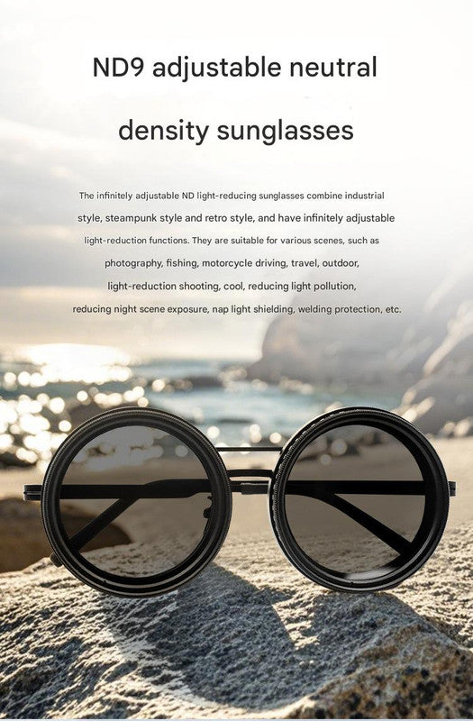 Adjustable ND9 Filter Sunglasses,Steampunk Retro Design with Polarized HD Anti-Glare Lenses(gold) V888-ELOSUNG25983