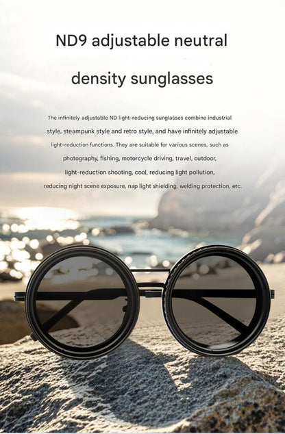Adjustable ND9 Filter Sunglasses,Steampunk Retro Design with Polarized HD Anti-Glare Lenses(black) V888-ELOSUNG25984