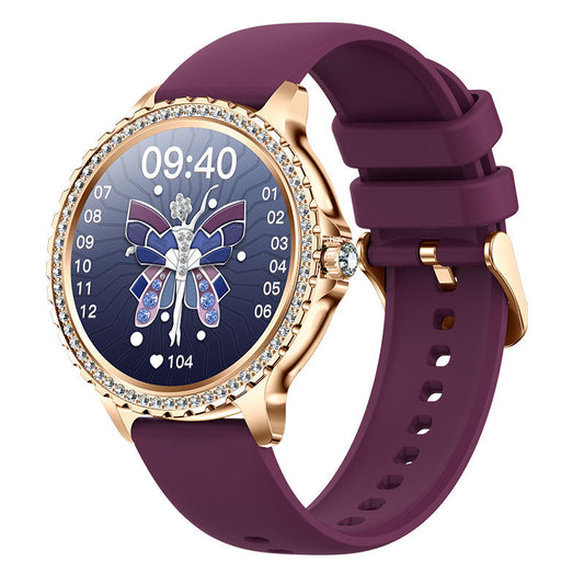 Elegant Women's Smartwatch,HD Touchscreen, Bluetooth Calls, Health Monitoring(Purple) V888-ELOSUNG25995