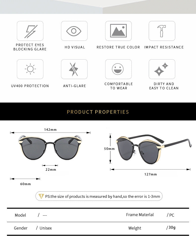 2-pcs Purple Elegant Women's Cat Eye Sunglasses - Anti-Glare, Lightweight Frame V888-ELOSUNG26003