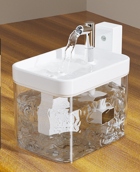 White Wireless Sensor Pet Water Fountain - 1.5L Automatic Filtered Dispenser V888-ELOSUNG26006