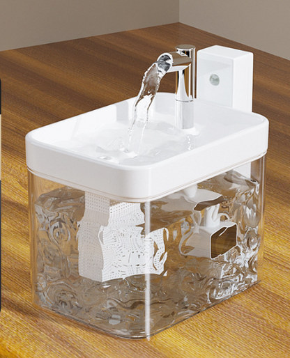 White Wireless Sensor Pet Water Fountain - 1.5L Automatic Filtered Dispenser V888-ELOSUNG26006
