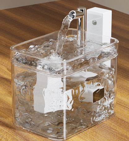 Transparent Wireless Sensor Pet Water Fountain - 1.5L Automatic Filtered Dispenser V888-ELOSUNG26007