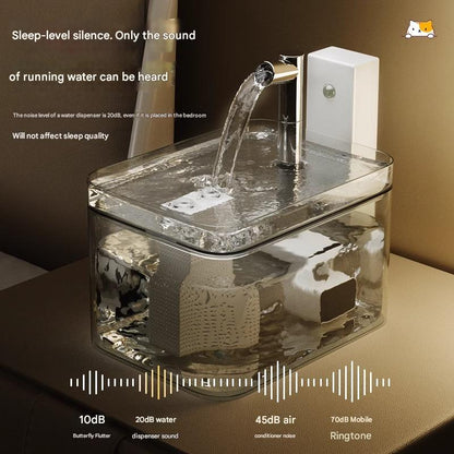 Matte White Wireless Sensor Pet Water Fountain - 1.5L Automatic Filtered Dispenser V888-ELOSUNG26009