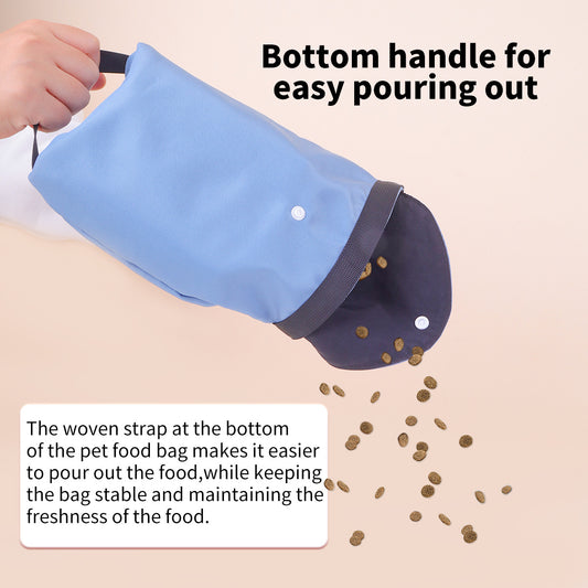 2-pcs Blue Portable Pet Food Storage Bag - Roll Top Treat Pouch for Travel & Walks V888-ELOSUNG26012