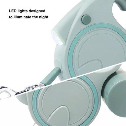 Pink 3M Retractable Dog Leash - Built-in LED Light (No Batteries) and Bag Holder V888-ELOSUNG26014