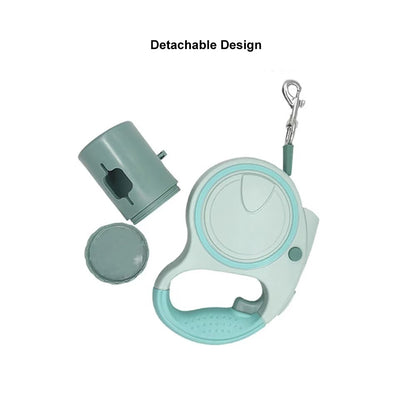 Green 3M Retractable Dog Leash - Built-in LED Light (No Batteries) and Bag Holder V888-ELOSUNG26015