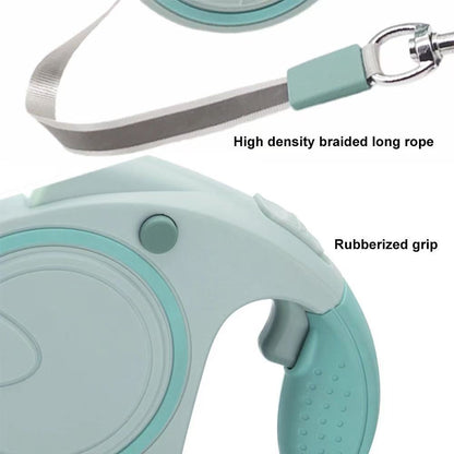 Blue and White 3M Retractable Dog Leash - Built-in LED Light (No Batteries) and Bag Holder V888-ELOSUNG26016