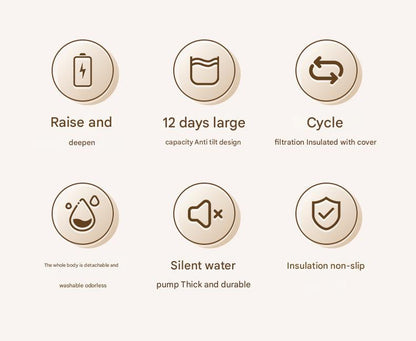 Black Wireless Automatic Pet Water Fountain - 2.2L Motion Sensor Dispenser V888-ELOSUNG26019