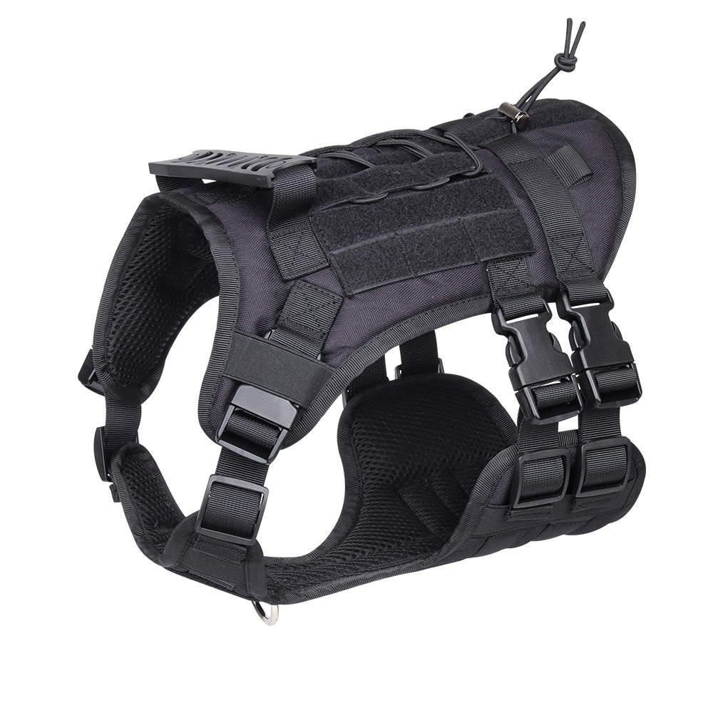 Black Tactical Dog Training Harness - Adjustable Vest for Training and Walking - M V888-ELOSUNG26023