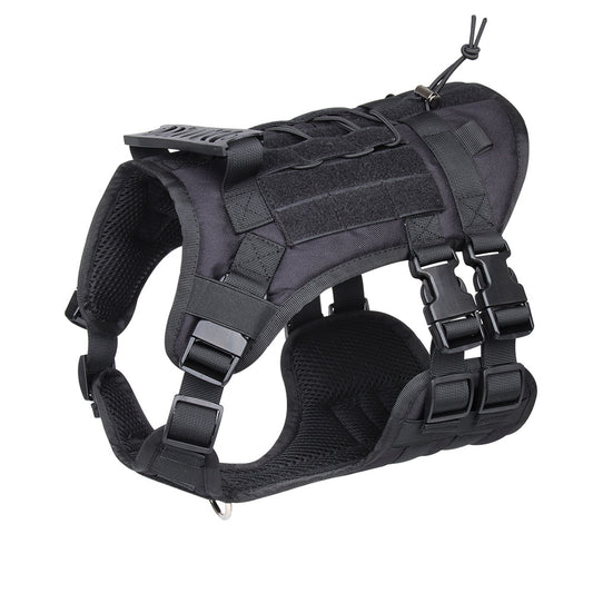 Black Tactical Dog Training Harness - Adjustable Vest for Training and Walking - M V888-ELOSUNG26023