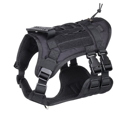 Black Tactical Dog Training Harness - Adjustable Vest for Training and Walking - M V888-ELOSUNG26024