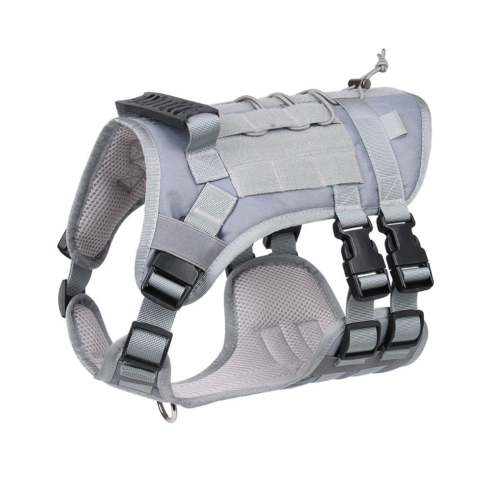 Gray Tactical Dog Training Harness - Adjustable Vest for Training and Walking - S V888-ELOSUNG26026