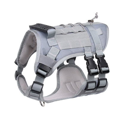 Gray Tactical Dog Training Harness - Adjustable Vest for Training and Walking - M V888-ELOSUNG26027