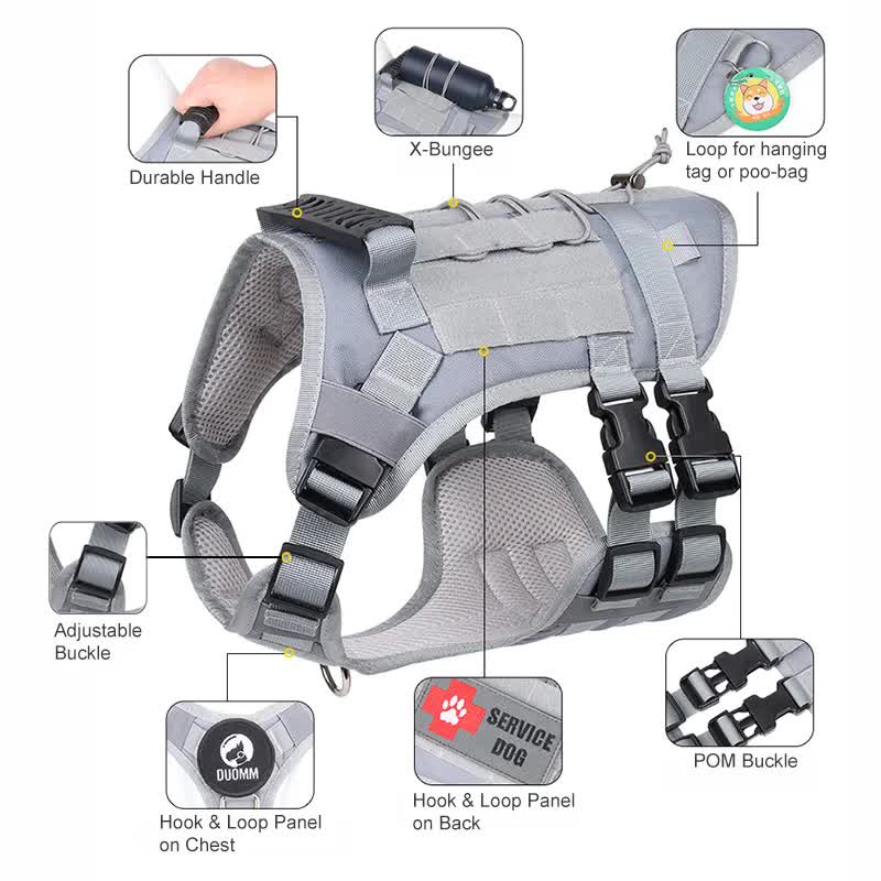 Green Tactical Dog Training Harness - Adjustable Vest for Training and Walking - L V888-ELOSUNG26031