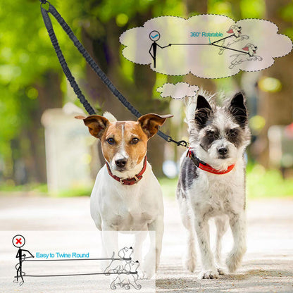 Orange Pet Double-Ended Rope + 1.5M Leash - Easy to walk two dogs, tangle-free design V888-ELOSUNG26032