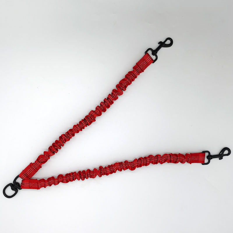 Red Pet Double-Ended Rope + 1.5M Leash - Easy to walk two dogs, tangle-free design V888-ELOSUNG26035
