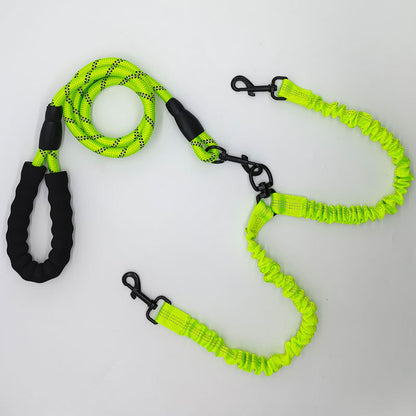 Green Pet Double-Ended Rope + 1.5M Leash - Easy to walk two dogs, tangle-free design V888-ELOSUNG26037