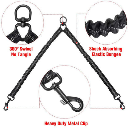 Pink Pet Double-Ended Rope + 1.5M Leash - Easy to walk two dogs, tangle-free design V888-ELOSUNG26038