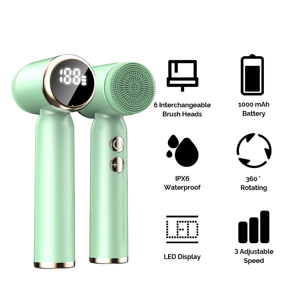 White 6-in-1 Electric Facial Cleansing Brush Set - Rechargeable & Waterproof V888-ELOSUNG26048