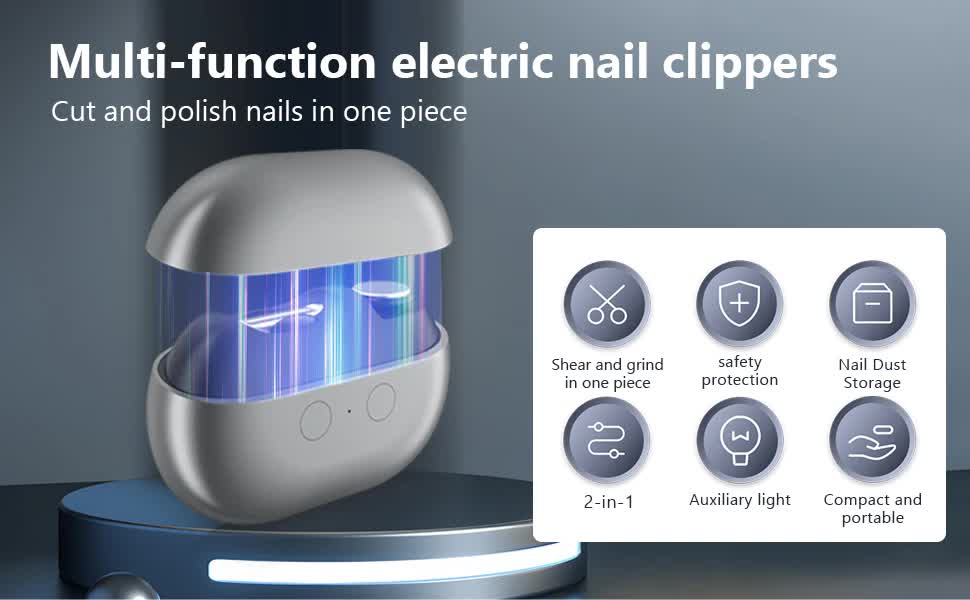 Purple Multi-Function Electric Nail File - Built-in Storage Space, LED Light, Quiet Operation V888-ELOSUNG26054