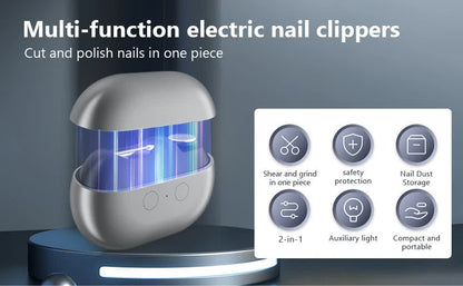 White Multi-Function Electric Nail File - Built-in Storage Space, LED Light, Quiet Operation V888-ELOSUNG26055