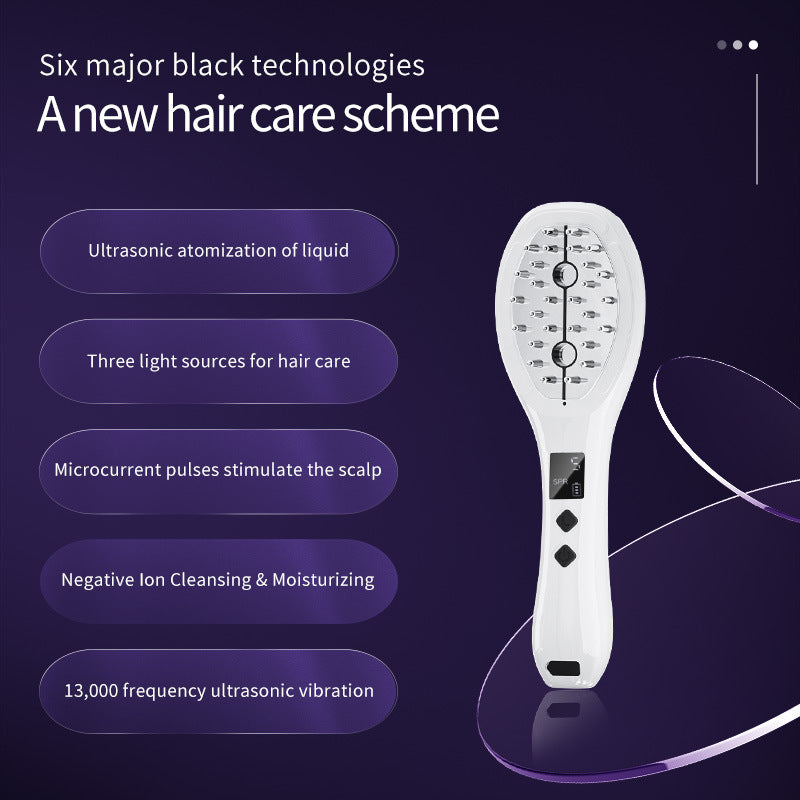 Multi-function Scalp Applicator Comb - Ultrasonic Spray, Red/Blue Light, Microcurrent V888-ELOSUNG26056