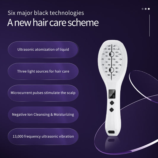 Multi-function Scalp Applicator Comb - Ultrasonic Spray, Red/Blue Light, Microcurrent V888-ELOSUNG26056