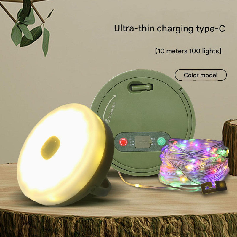 Rechargeable LED Camping Light with 10m Retractable String Light (Color lights) V888-ELOSUNG26058