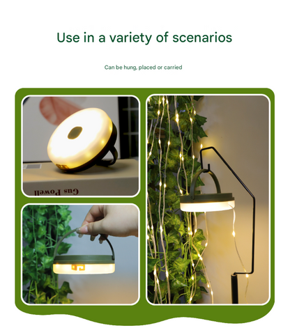 Rechargeable LED Camping Light with 10m Retractable String Light (Color lights) V888-ELOSUNG26058
