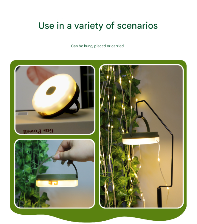 Rechargeable LED Camping Light with 10m Retractable String Light (Color lights + warm lights) V888-ELOSUNG26059