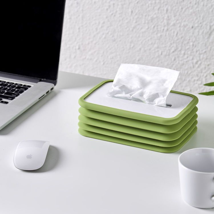 2-pcs Green Silicone Tissue Box Holder - Automatic Self-Lowering Dispenser V888-ELOSUNG26064