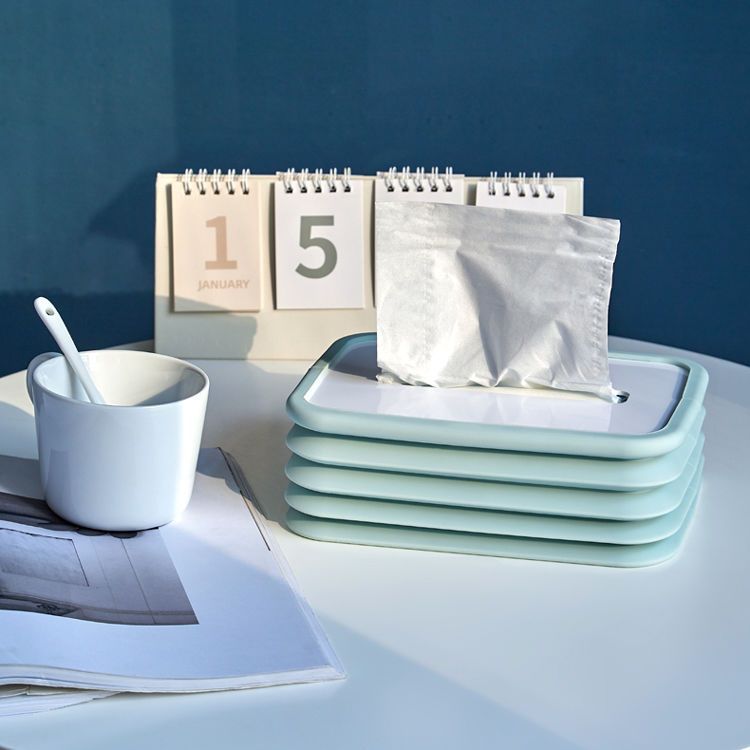 2-pcs Blue Silicone Tissue Box Holder - Automatic Self-Lowering Dispenser V888-ELOSUNG26065