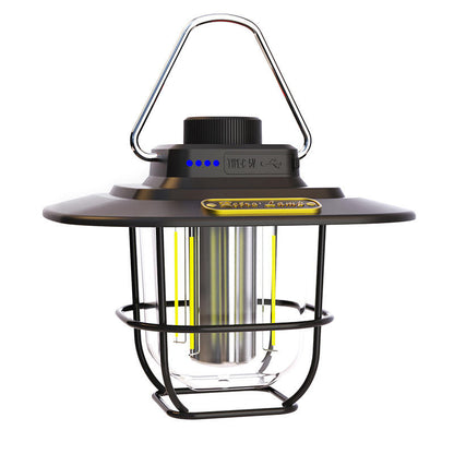 Black Vintage LED Camping Lantern - Rechargeable, Stepless Dimming, Power Bank V888-ELOSUNG26072