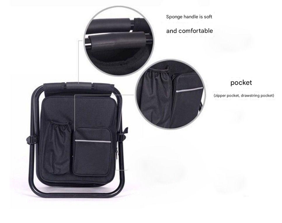 Black Insulated Cooler Backpack Chair - Foldable Stool for Picnics & BBQ V888-ELOSUNG26075
