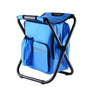 Blue Insulated Cooler Backpack Chair - Foldable Stool for Picnics & BBQ