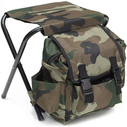 Folding Camo Backpack Stool - Portable Chair for Camping & Fishing V888-ELOSUNG26078